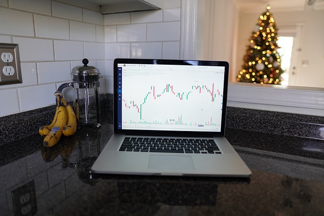 An image depicting a forex trader analyzing candlestick charts and using technical indicators like moving averages, RSI, and MACD